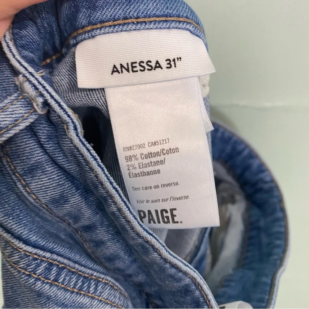 Paige Anessa 31” Seamed‎ Patch Pockets Jeans Denim Wide Leg Blue Size 31 - Picture 8 of 9